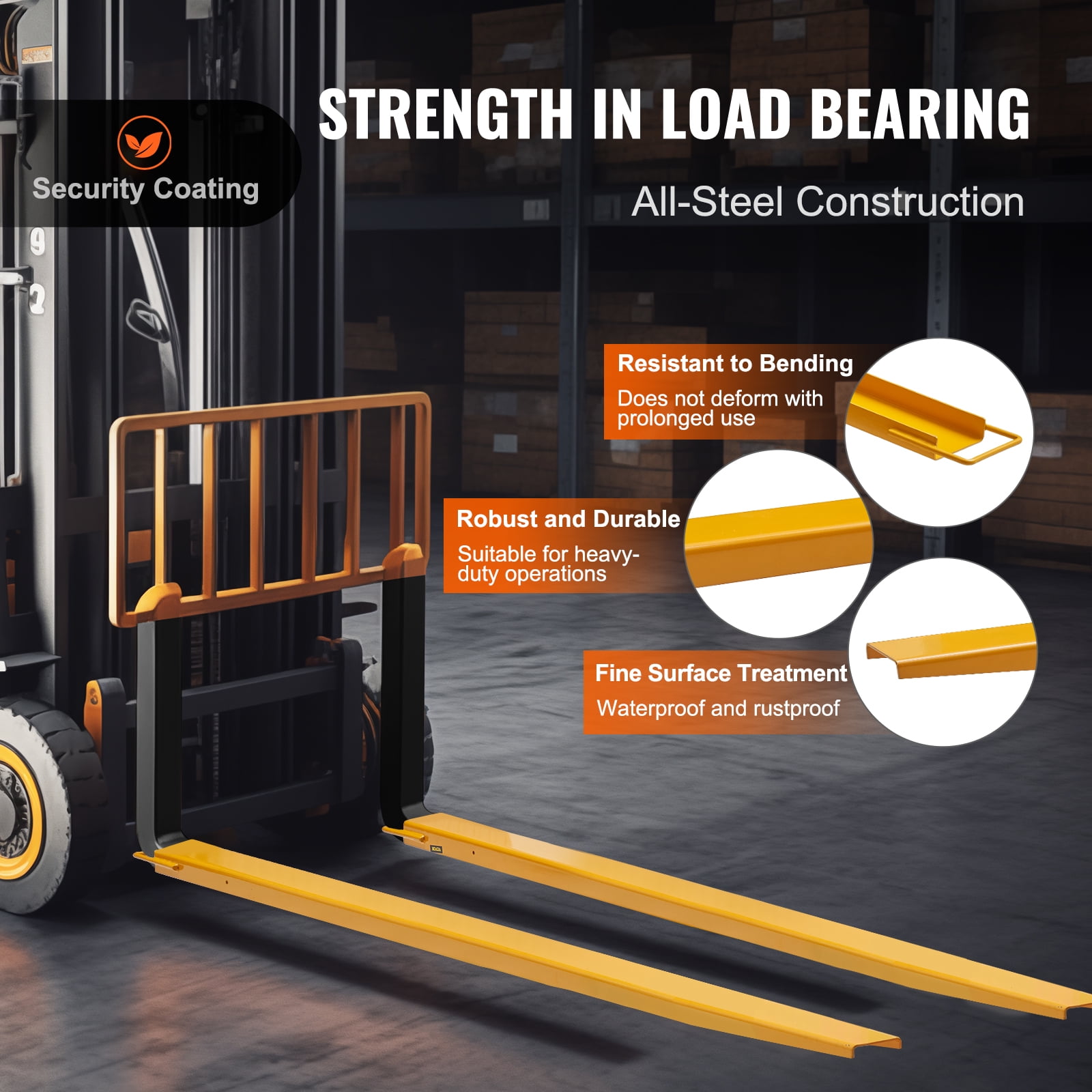 KFFKFF Pallet Fork Extensions Forklift Extensions 96" x 4.5" Heavy Duty Steel