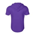 thumbnail image 4 of Curuila Mens Hoodies With Pocket Zip Up Short Sleeve Hooded Solid Color Sweatshirt For Men Summer Fashion Casual Tops Purple Size L, 4 of 5