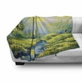 thumbnail image 3 of Country Soft Flannel Fleece Blanket, Pastoral Paint of a Forest in the Spring Time with Fresh Colored Leaves Trees Art, Cozy Plush for Indoor and Outdoor Use, 70" x 90", Green Blue, by Ambesonne, 3 of 6