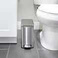 thumbnail image 3 of Qualiazero 1.3 Gallon (5L) Stainless Steel Slim Step-On Trash Can "Twin Pack", Soft-Close Lid, Small Bathroom Garbage Bin Set, Silver, 3 of 11