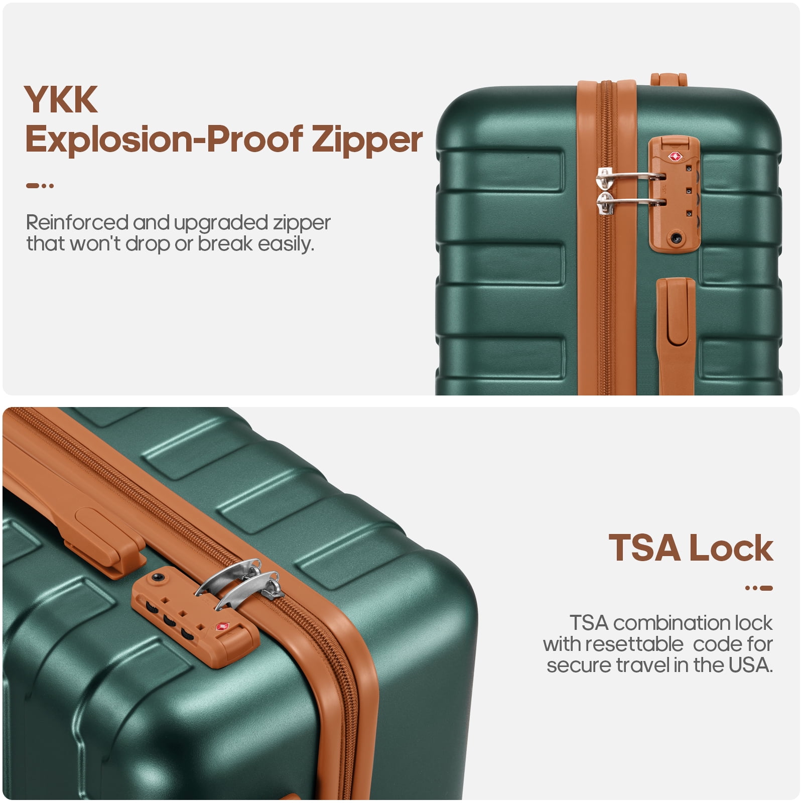 MIUSSE Carry on Luggage Set 3 Piece Hard Shell Luggage Sets with YKK Zipper Spinner Wheels TSA Lock Carry on with Backpack Set