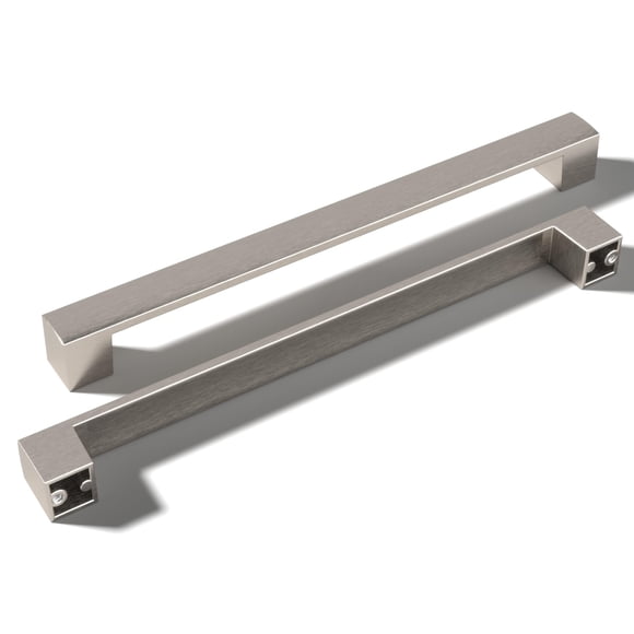 monti hardware / Lot de 5 Poignées de Meuble en Nickel Brossé 7.5 Pouces Trou Central / Poignées de Tiroir de Décoration Intérieure de Salle de Bain / Poignées de Meuble de Cuisine en Métal Inoxydable / Collection Leone