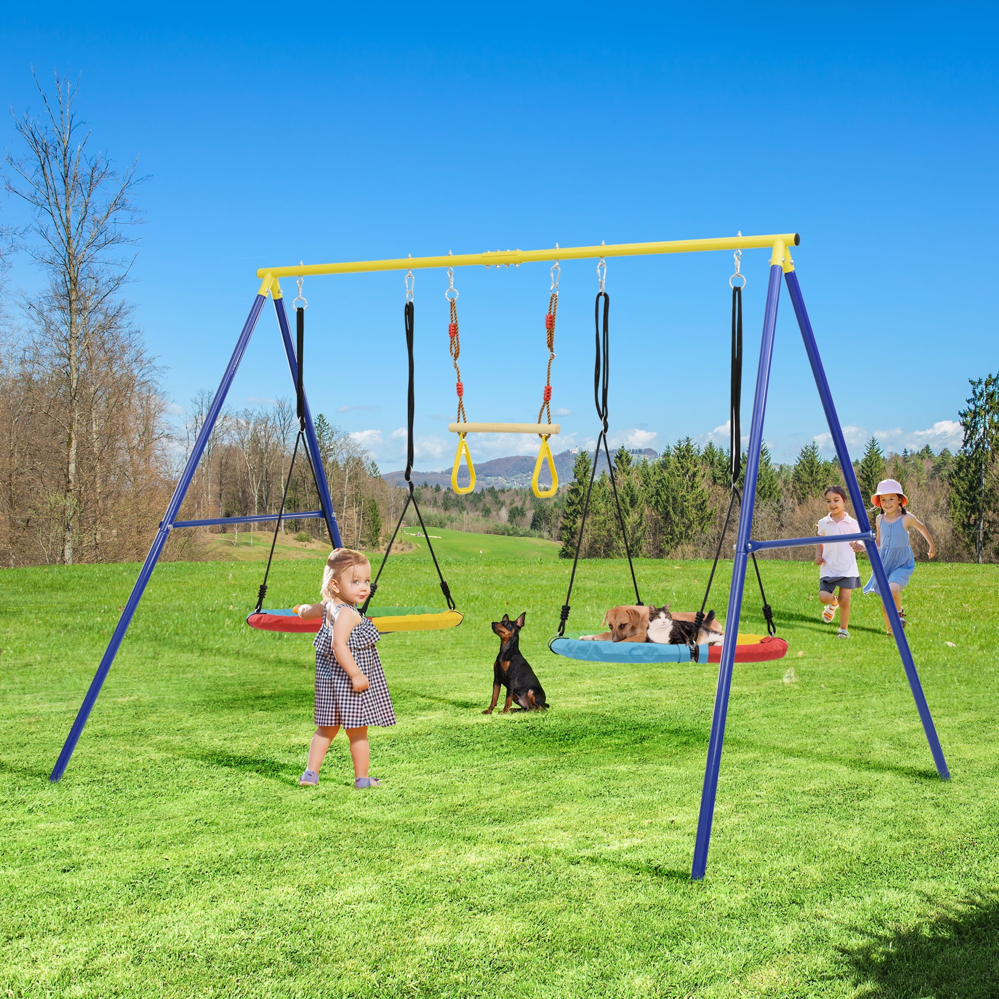 Outdoor Toddler Saucer Swing Set for Backyard, Playground Tree Swing