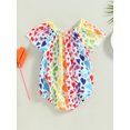 thumbnail image 4 of Wassery Baby Girls Romper Rabbit/Heart/Animal Print Short Sleeve Crew Neck Jumpsuits Infant Summer Casual Bodysuits 0-18M, 4 of 8