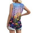 thumbnail image 5 of JTZGDY Floral Tank Tops for Women Loose Flowy Casual Graphic Summer Sleeveless Square Neck Tunic T-Shirts Trendy Western T-Shirts Multicolor#02 XL, 5 of 7