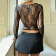 thumbnail image 4 of Haut à Manches Longues pour Femme, T-Shirt à Col Rond avec Insert en Dentelle, T-Shirt Basique Extensible pour Femme, Justaucorps Superposé Décontracté, 4 of 4