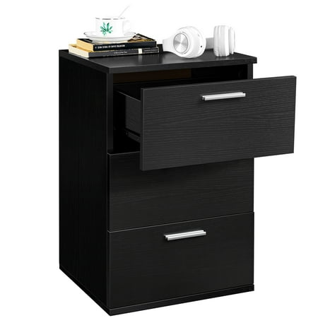Must Have Easyfashion 3 Drawers Rectangular Wood End Table Black From Accuweather Drawers Rectangular Wood End Table, 3 Drawer End Table Black