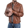 thumbnail image 3 of Men's Quilted Brown Real Leather Jacket, 3 of 7