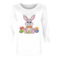 thumbnail image 3 of Camisetas Casuales de las Mujeres Impresas 3/4 Manga Cuello Redondo Blusa, Moda Ligera Superior para el Hogar Y el Uso Diario, Cómoda Imitación de la Tela Del Estante, 3 of 7