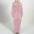 thumbnail image 5 of Women's Fleece Onesie Pajamas Hooded Romper Sleepwear Loungewear (Pink, M), 5 of 5