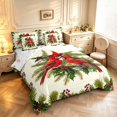 thumbnail image 2 of Erosebridal Lovely Cardinal Animals 7-Piece King Bedding,Vintage Floral Plant King Bed in a Bag,Cream Red,Christmas Reversible, 2 of 7