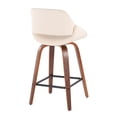 thumbnail image 5 of Lumisource Fabrico Mid-Century Modern Fixed-Height Counter Stool in Walnut Wood with Square Black Footrest and Cream Faux Leather - Set of 2, 5 of 7