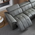 thumbnail image 2 of Oversized Genuine Leather L Shaped Sofa, Modern Electric Control Seat Three-Seater Couch with USB Interface, Power Recliner, Reclining Sectional Sofa with Console& Single Left Recliner, Dark Grey, 2 of 8