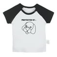 thumbnail image 2 of iDzn Protected by Dog Funny T shirt For Baby, Newborn Babies T-shirts, Infant Tops, 0-24M Kids Graphic Tees Clothing (Short Black Raglan T-shirt, 0-6 Months), 2 of 5