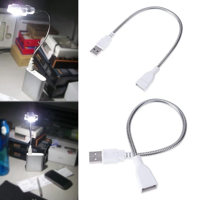 Extensión USB macho a hembra Cable adaptador de luz LED Tubo flexible de metal