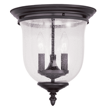 - Semi Flush Mounts 3 Light With Hand Blown Clear Seeded Glass Bronze size 11.5 in 120 Watts - World of Crystal