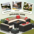 thumbnail image 3 of Homall 13 Pieces Rattan Patio Furniture Conversation Set with 43" Gas Propane 50000 BTU Fire Pit Table Outdoor Sectional Sofa for Backyard,Beige, 3 of 10