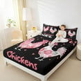 thumbnail image 4 of Castle Fairy Animal Chickens 4 Pieces Queen Sheet Sets for Teens Kids,Farmhouse Animal Ultra Soft Flat Sheet,Black Pink Queen Fitted Sheet,Breathable Home Decor, 4 of 7