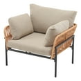 thumbnail image 3 of GDF Studio Modern Outdoor Patio Lounge Chairs, Club Chairs with Rope Accents, Iron Frames, Cushions, Natural+Beige, Set of 2, 3 of 16