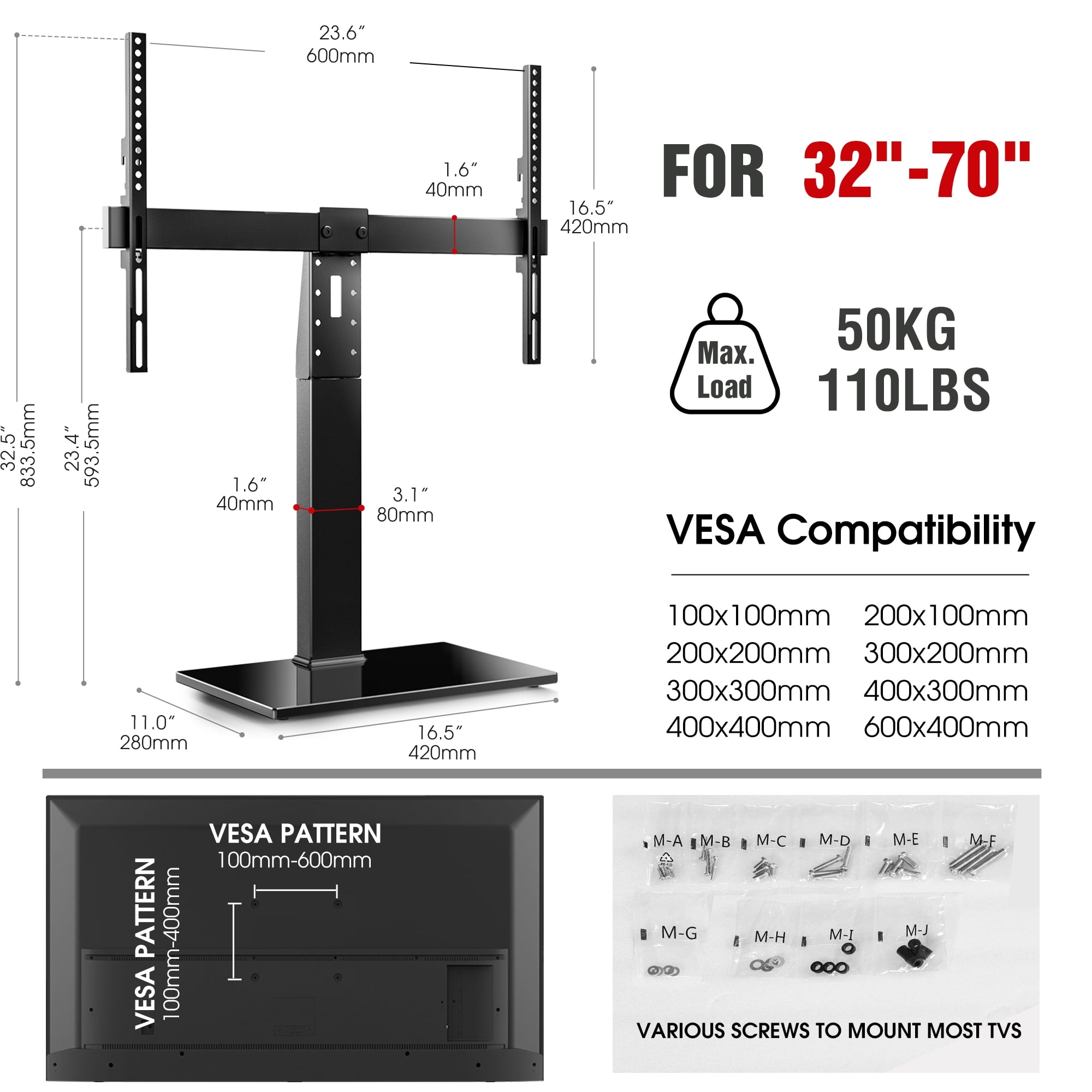 Fitueyes Universal Swivel Tabletop TV Stand base with Mount for 32 to 70 75 inch Sony Lg Samsung Apple LED LCD Flat screen TVs