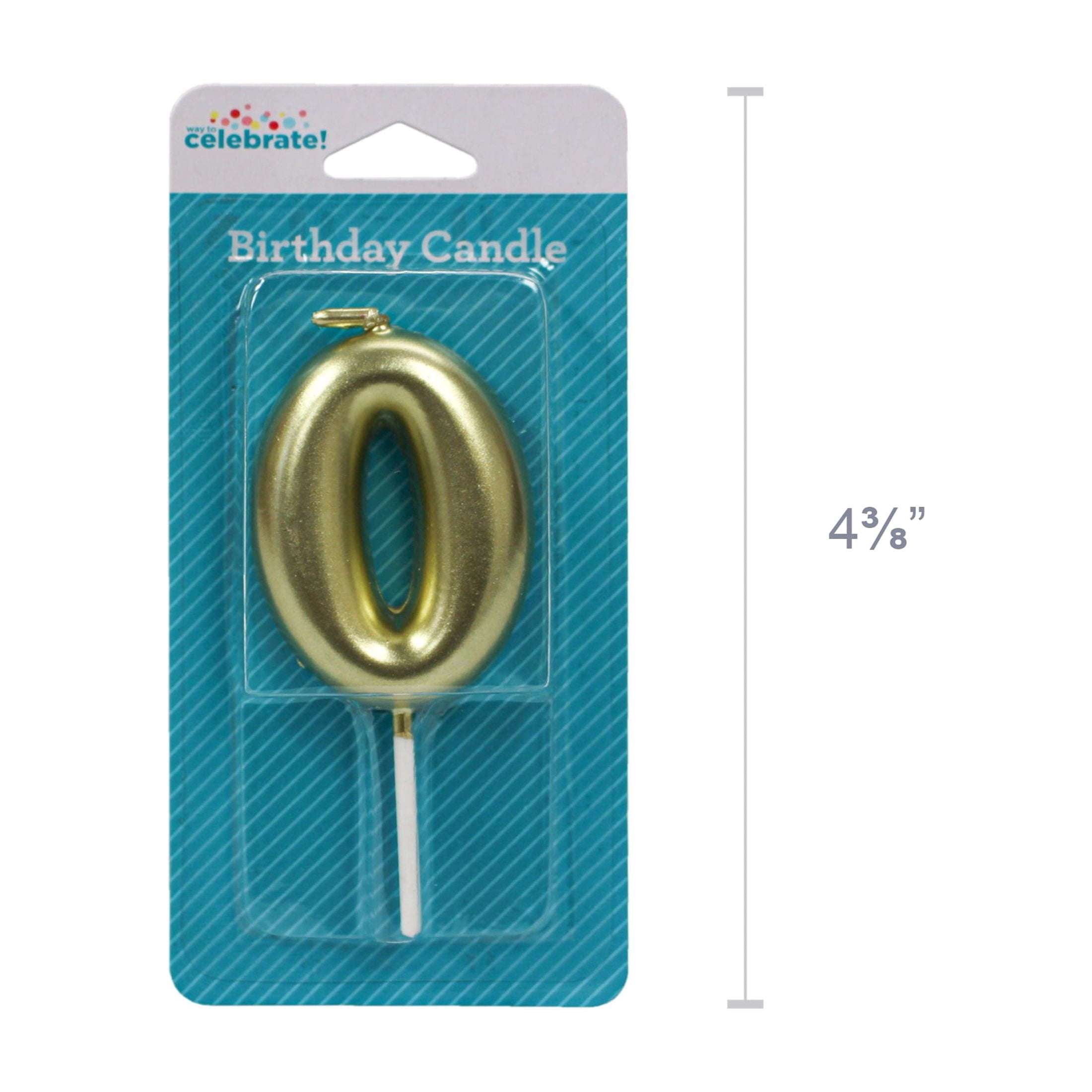 Gold Number 0 Birthday Candle, by Way To Celebrate