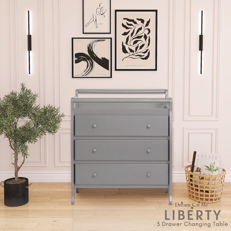 Dream On Me, Liberty Collection 3 Drawer Changing Table, Storm Gray