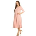 thumbnail image 2 of Women's Relaxed Fit 3/4 Sleeve Round Neck Jersey Knit A-Line Solid Maxi Dress, 2 of 4