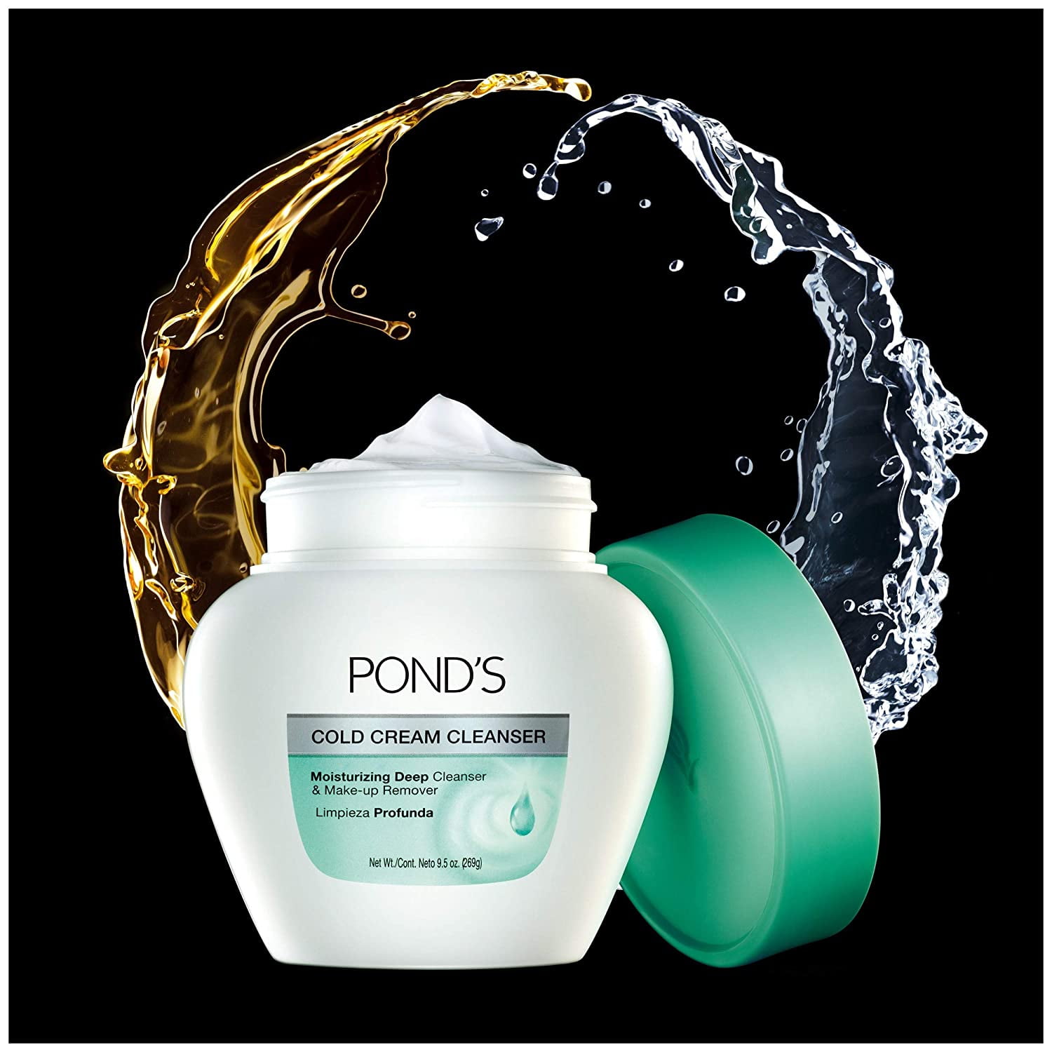 POND'S Cold Cream, Skin Care Facial Cleanser for All Skin Types, Deep Moisturizing Face Wash & Make -Up Remover, 9.5 oz - 4 Pack