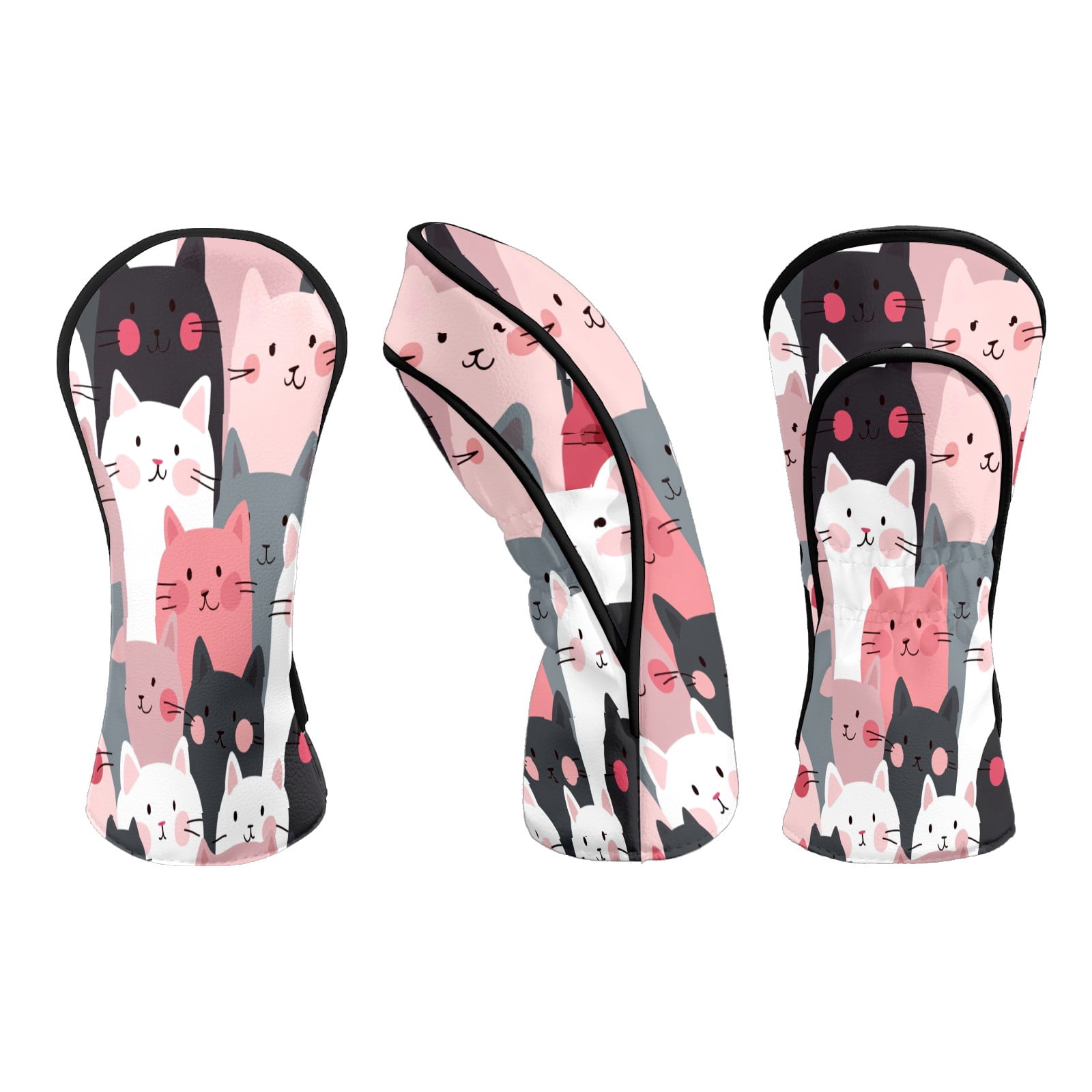 Golf Club Head Covers Funny Cat Pattern Premium Plush Velvet Lining, Waterproof Golf Headcovers Driver & Fairway Woods for Scratch Protection Novelty Gift for Men & Women