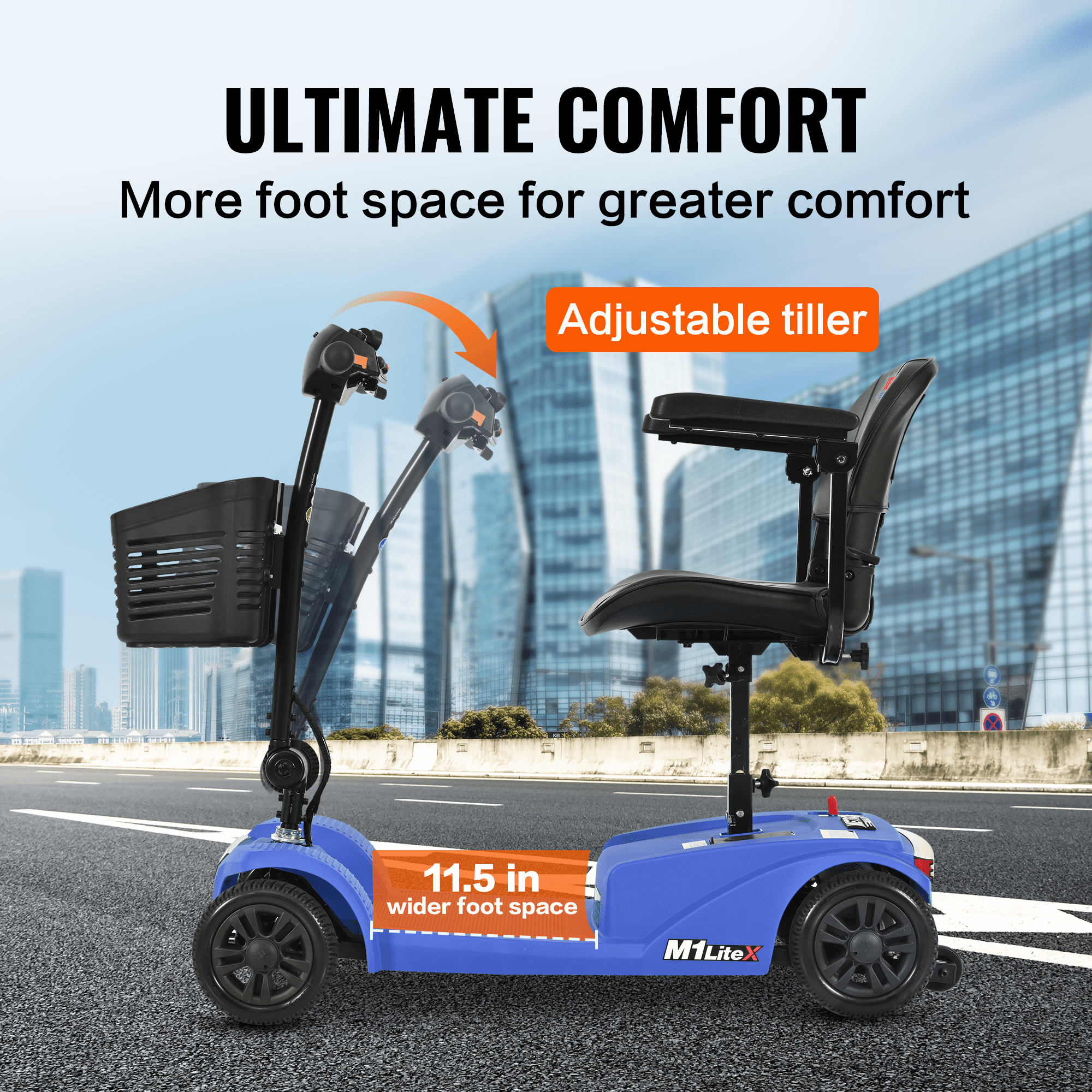 LEGAHOME Compact Mobility Scooter, Electric Powered 4 Wheels Scooter for Seniors, Lightweight Folding Motorized Scooters with LED Headlight, Heavy Duty Elderly Mobility Scooter, Holds 330lb, Blue