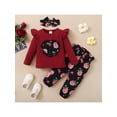 thumbnail image 2 of Qiylii Girls Fall Clothes Set, Heart Pullover Tops+Floral Trousers+Headdress, 2 of 8
