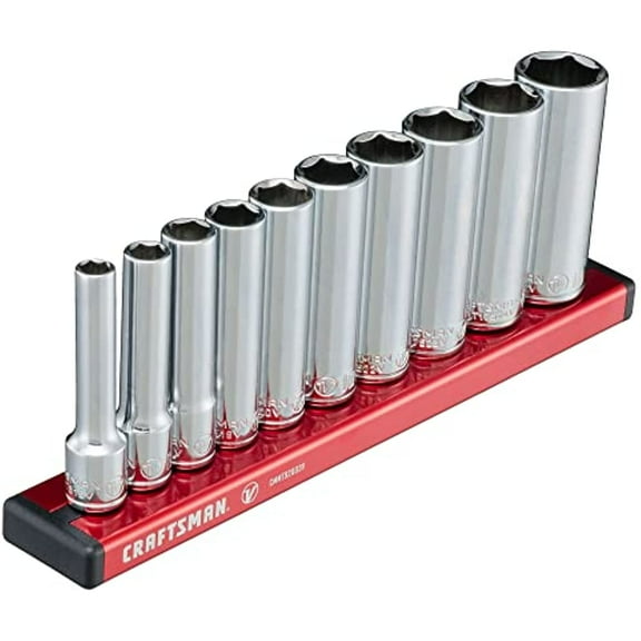 CRAFTSMAN V-SERIES Socket Set, Deep MM, 1/4 Inch Drive, 10 Piece (CMMT17515V)