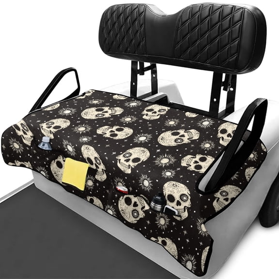 Uourmeti Skulls Celestial Symbols Golf Cart Seat Covers Cart Seat Cushion Accessories, Fit for Club Car Golf Cart Sports Suitable for 2 Passenger Club Car Seats