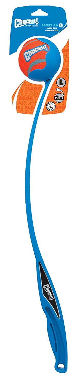 Chuckit! Sport 26L Dog Ball Launcher Fetch Toy For Dogs, 26" Handle, Compatible With Large 3" Ball (Included), For Breeds 60 to 100 lb, Assorted Colors