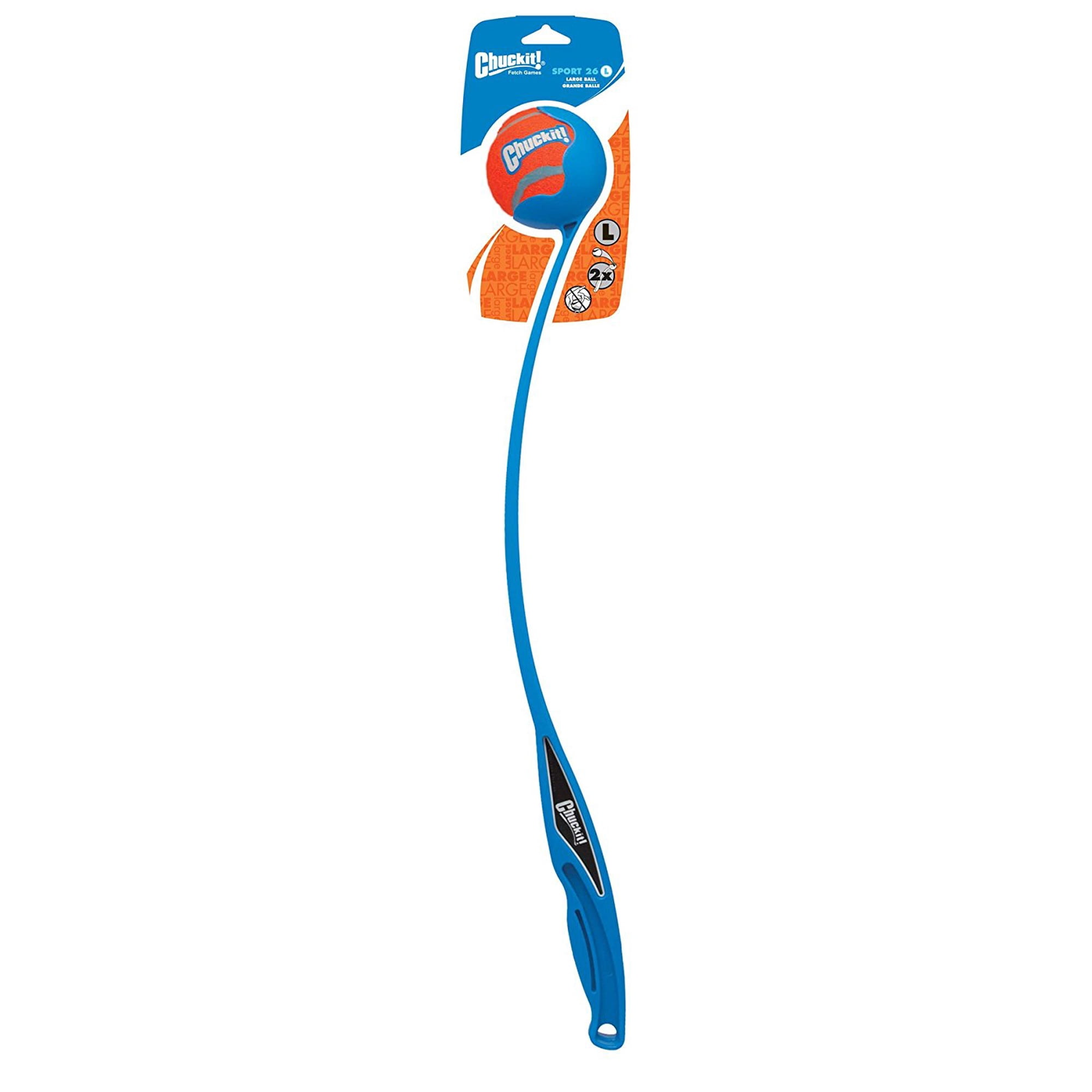 Chuckit! Sport 26L Dog Ball Launcher Fetch Toy For Dogs, 26" Handle, Compatible With Large 3" Ball (Included), For Breeds 60 to 100 lb, Assorted Colors
