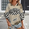 thumbnail image 3 of Animal Print Leaves Beige Background Women's V-Neck Blouse With 3/4 Ruffled Bell Sleeves Casual Top Ladies Blouses, 3 of 7