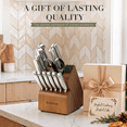 thumbnail image 5 of Astercook 16-Piece Kitchen Knife Set with Wooden Block and Dual Built-In Sharpener, Full Tang Design Knives Set with Ergonomic Steel Handles, Razor Sharp & Rust-Resistant, Walnut Brown, 5 of 9