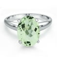 thumbnail image 3 of Gem Stone King 900 Platinum Green Prasiolite Solitaire Engagement Ring for Women | 3.17 Cttw | Oval 11X9MM | Gemstone Birthstone | Size 5, 3 of 6