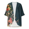 thumbnail image 4 of AGWOLF Women's Sheer Kimono Cardigan Lightweight Flowy Chiffon Cover Up Loose Open Front Cardigans Casual Summer Beach Cover Ups 2025 Trendy Blouse Tops Multicolor,XXL, 4 of 5