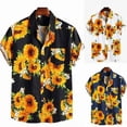 thumbnail image 2 of ALSLIAO - Camiseta hawaiana retro de girasoles para hombre, manga corta, informal, holgada, color negro, talla 2XL, 2 of 8