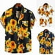 thumbnail image 2 of ALSLIAO - Camiseta hawaiana retro de girasoles para hombre, manga corta, informal, holgada, color negro, talla XL, 2 of 8