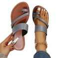 thumbnail image 3 of Beach Sandals, Cute Sandals for Women, Summer Womens Casual Flat Sandals Vintage Straps Toe Ring Clip Toe Slip On Slides Lightweight Outdoor Slippers Comfortable Ladies Beach Shoes, Gray 8.5, 3 of 6