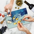 thumbnail image 5 of Nautical Cutting Board, Vivid Ocean Back with Paint Effects with Wind Rose and Rudder Cruise Image, Decorative Tempered Glass Cutting and Serving Board, Small Size, Blue and White, by Ambesonne, 5 of 5