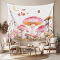 thumbnail image 2 of Pink Mushroom Tapestry for Bedroom Wall Hanging Tapestry, Spring Botanical Summer Floral Elegant Ceiling Backdrop Tapestries Poster Blanket Wall Decor for Teens Room Living Room Dorm 39" x 59", 2 of 8