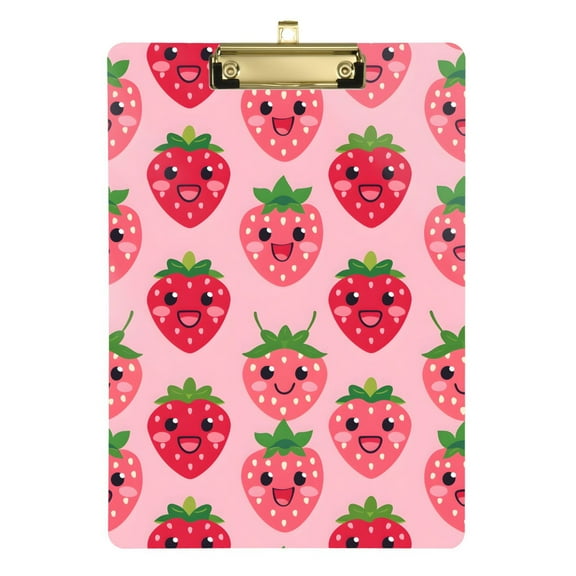 Plastic Clipboard Acrylic Hanging Clip Board with Gold Low Profile Office School Supplies 12.5x9 Lovely Strawberry