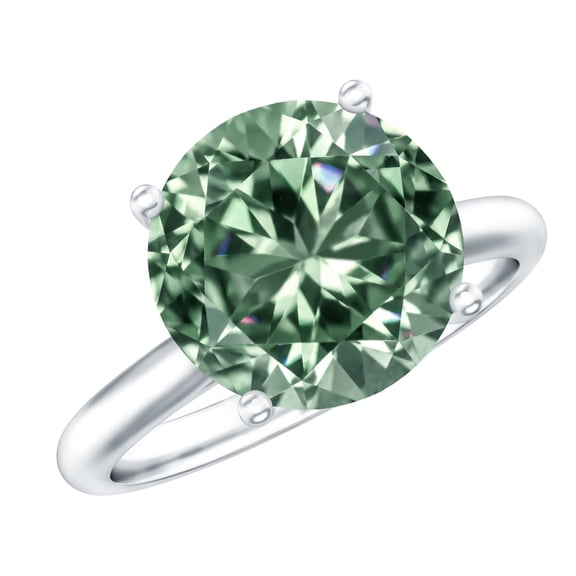 Rosec Jewels IGI Certified Lab Grown Green Diamond Engagement Ring 5 Carat - VS1 Quality - Big Green Diamond Ring for Women, 925 Sterling Silver, US 4.00