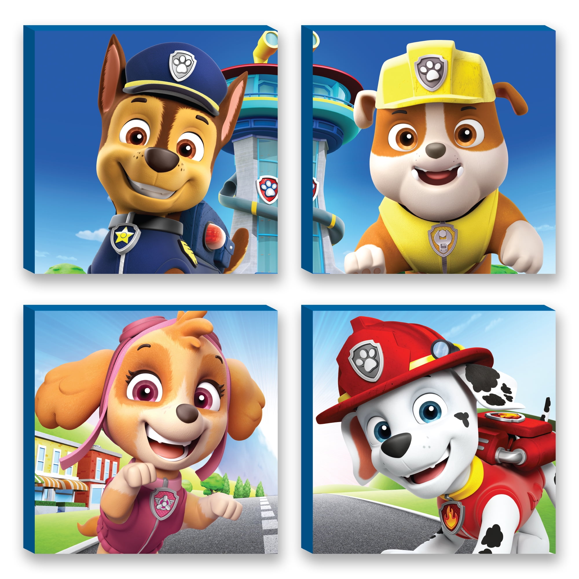 Nickelodeon's Paw Patrol 4 Pack Canvas Wall Art for Children's Décor