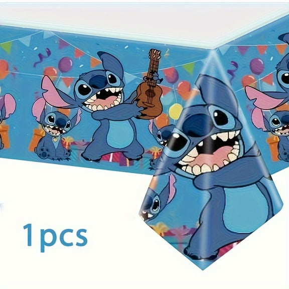 1 pack of Stitch tablecloth, easy to clean for birthdays, Christmas, picnics, home kitchen and dining room decorations, picnic table covers, birthday party supplies, and holiday decorations