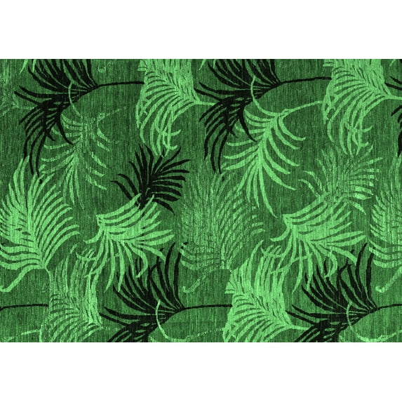 Ahgly Company Indoor Rectangle Abstract Emerald Green Modern Area Rugs, 3' x 5'