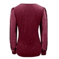 thumbnail image 4 of WTXUE Sequin Tops for Women Shell Trim V Neck Mesh Long Sleeve Blouses Glitter Party Mardi Gras Shirts Sparkly Slim Fitted Shirt Elastic Flowy Tops Elegant Dressy Casual Blouses Wine Xl, 4 of 8